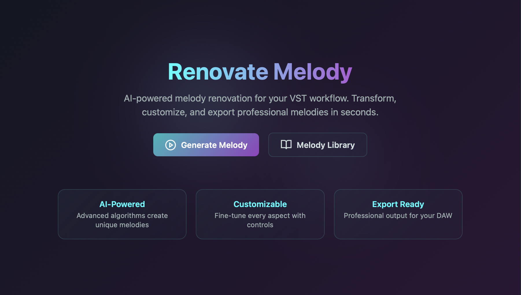 Renovate Melody interface preview