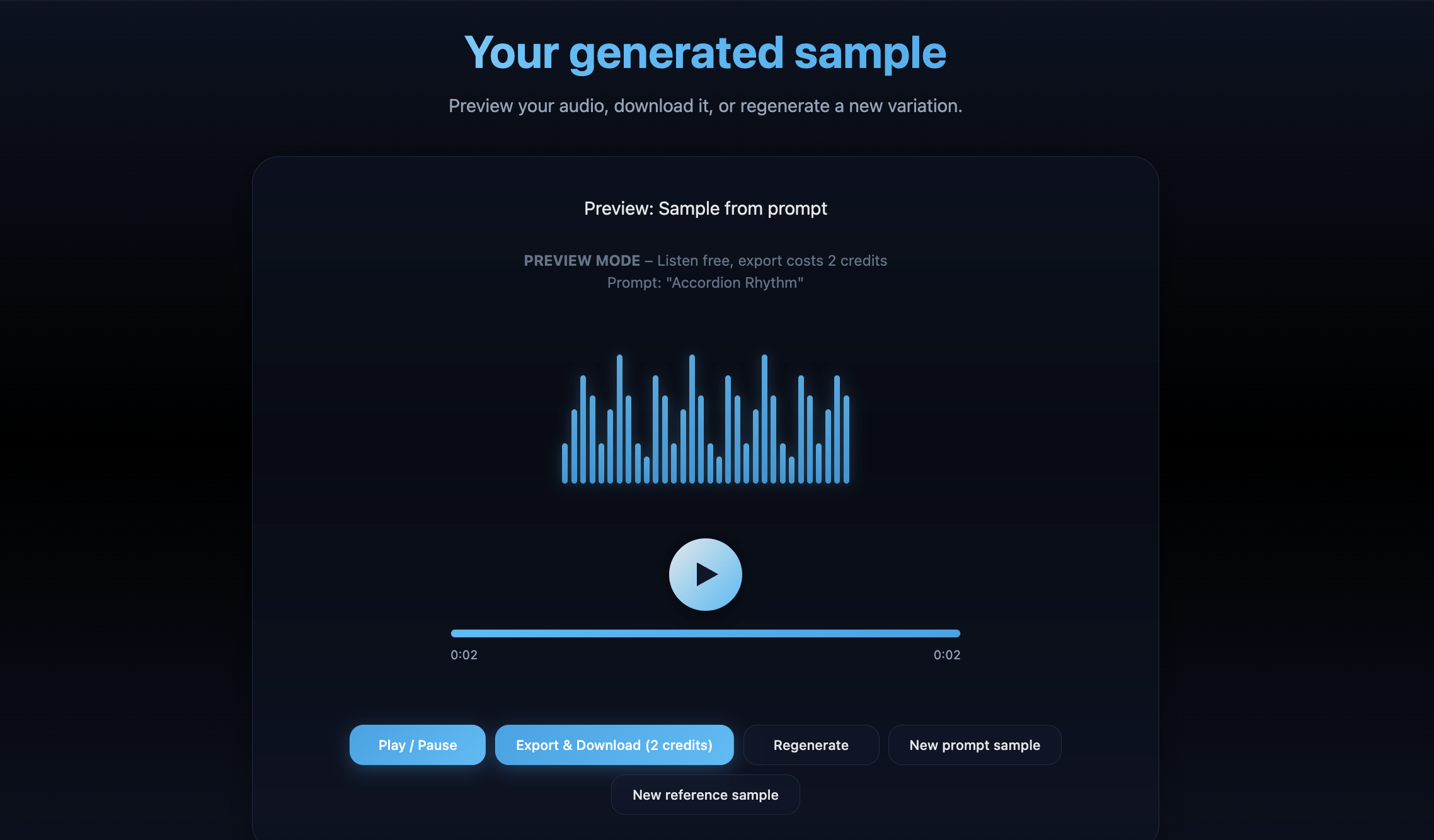 Renovate Sample plugin interface showing prompt-based and reference-based sample generation